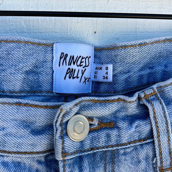 Princess Polly Wide Leg Jeans, Light‎ Wash, Size 4 - Picture 2 of 5
